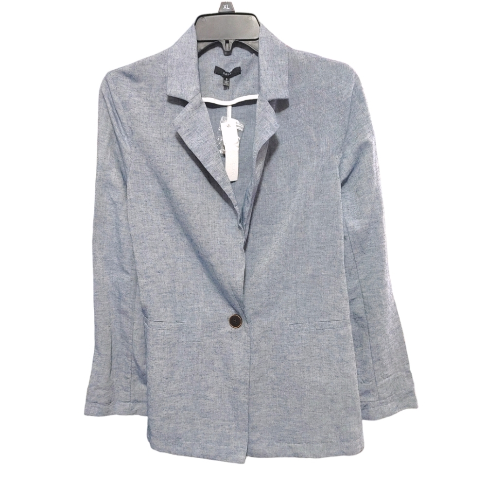 Drew Anthropologie NWT Linen Blend Chambray Blue One Button Blazer Size Small S - Picture 10 of 10